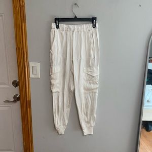 Silky White Cargo Joggers